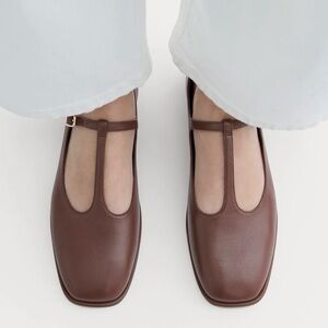 Everlane Brown T-Strap Flats